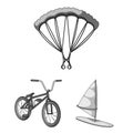 Extreme sport monochrome icons in set collection for design.Different kinds of sports vector symbol stock web Royalty Free Stock Photo