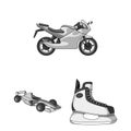 Extreme sport monochrome icons in set collection for design.Different kinds of sports vector symbol stock web Royalty Free Stock Photo