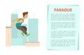 Man Running by Roof, Parkour Extreme Sport Vector