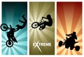 Extreme Sport Ride Silhouettes - Motocross, BMX bike, Quad Vector Royalty Free Stock Photo