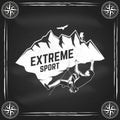 Extreme sport, Rock Climbing club badge, logo design on chalkboard. Vector illustration. Concept for shirt or logo Royalty Free Stock Photo