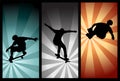 Extreme Sport - Skateboarding Roller skating silhouettes - Vector Royalty Free Stock Photo