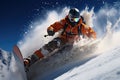 Extreme sport skiing downhill in snow mountain. Generative AI
