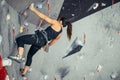 Extreme sport, stress relief, bouldering, people and healthy lifestyle concept. Royalty Free Stock Photo