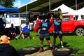 Auckland, New Zealand - Mar 2023. Strongman training in a public park, log Lift and Deadlift training