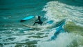 Extreme Sports and Action Photography - Picture of Surfer Man Surfing On Blue Ocean Wave, Kovalam Beach, Chennai, Tamilnadu