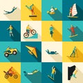 Extreme Sports Flat Icons Set Royalty Free Stock Photo