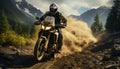 Extreme sports, motorcycle adventure, sport men, motorcycle racing outdoors generated by AI