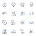 Extreme sports line icons collection. Adrenaline, Intense, Thrilling, Daredevil, Rush, Extreme, Dangerous vector and