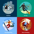 Extreme Sports People 2x2 Icons Set Royalty Free Stock Photo