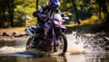 Extreme sports race speed, motorcycle, outdoors, adventure, competition, men generated by AI Royalty Free Stock Photo