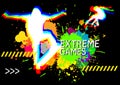 Extreme sports skateboarder show on splatter color background