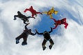 Sky dive team work low angle view Royalty Free Stock Photo