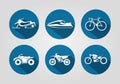Extreme sports transportation icon set