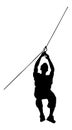 Extreme sportsman took down with rope. Man climbing vector silhouette.