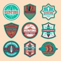 Extreme surfing camp vintage isolated label set Royalty Free Stock Photo