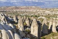 Extreme terrain of Cappadocia and volcanic rock formations known as fairy chimneys, Turkey Royalty Free Stock Photo