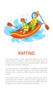 Extreme Tourism, Rubber Boat, Rafting Sport Vector