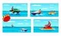 Extreme water amusement on summer vacation set Royalty Free Stock Photo