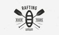 Extreme water sport badge, label. Vintage rafting logo, poster template. Vintage typography. Vector Illustration