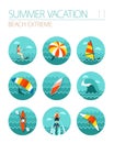 Extreme Water Sport icon set. Summer. Vacation Royalty Free Stock Photo