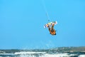 Extreme Water Sport. Kiteboarding, Kitesurfing Air Action. Recreational Sports. Summer Royalty Free Stock Photo