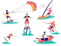 Extreme water sports set, vector flat isolated illustration Royalty Free Stock Photo