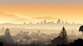 Extreme weather - suburbs and city through wildfire smoke Royalty Free Stock Photo