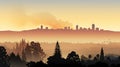 Extreme weather - suburbs and city through wildfire smoke Royalty Free Stock Photo