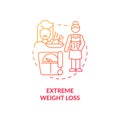 Extreme weight loss red gradient concept icon