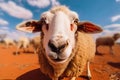 Extreme wide angle close up of an Australian sheep Royalty Free Stock Photo