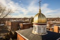 extreme wide shot of italianate cupola in an urban scene