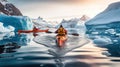 Extreme Winter Kayaking in Antarctica\'s Icy Waters. Generative AI