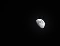 Extreme zoom tele photo of yellow half moon as seen at night on a clear sky Royalty Free Stock Photo