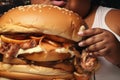 Extremely big burger. Royalty Free Stock Photo