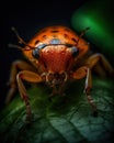 Extremely clear and detailed image of the head of an unknown insect, microscope,