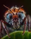 Extremely clear and detailed image of the head of an unknown insect, microscope,