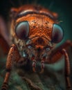 Extremely clear and detailed image of the head of an unknown insect, microscope,