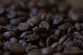 Extremely close-up background roasted coffee beans, good morning concept Royalty Free Stock Photo