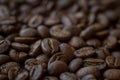 Extremely close-up background roasted coffee beans, good morning concept Royalty Free Stock Photo