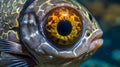 an extremely close up macro shot of a dart fish eye