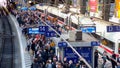 Extremely crowded Hamburg Central station - the main train station - HAMBURG, GERMANY - MAY 14, 2022