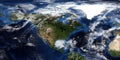 Extremely detailed and realistic 3D illustration of a Hurricane approaching North America. Shot from Space. Elements of this image