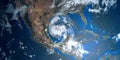 Extremely detailed and realistic high resolution 3D illustration of a hurricane approaching USA. Shot from Space. Royalty Free Stock Photo