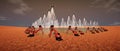 Extremely detailed and realistic high resolution 3d illustration of Martian Farming Automation