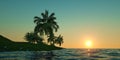 Extremely detailed and realistic high resolution 3D illustration of a tropical Island with palms