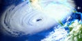 Extremely detailed and realistic high resolution 3d illustration of a Hurricane approaching the united states. Shot from space.