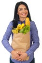 Extremely happy woman with food Royalty Free Stock Photo