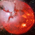 Extremely hot star. Liquid plasma. Elements of this image furnished by NASA