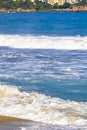 Extremely huge big surfer waves at beach Puerto Escondido Mexico Royalty Free Stock Photo